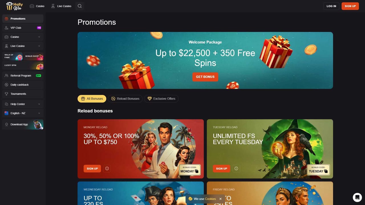 HollyWin — HollyWin HollyWin — promotions page